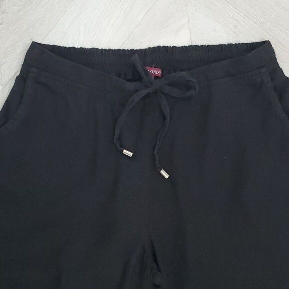 Jessica London Women's Black Wide Leg Linen Crop Pants Elastic Waist, Size 16 - Picture 4 of 8